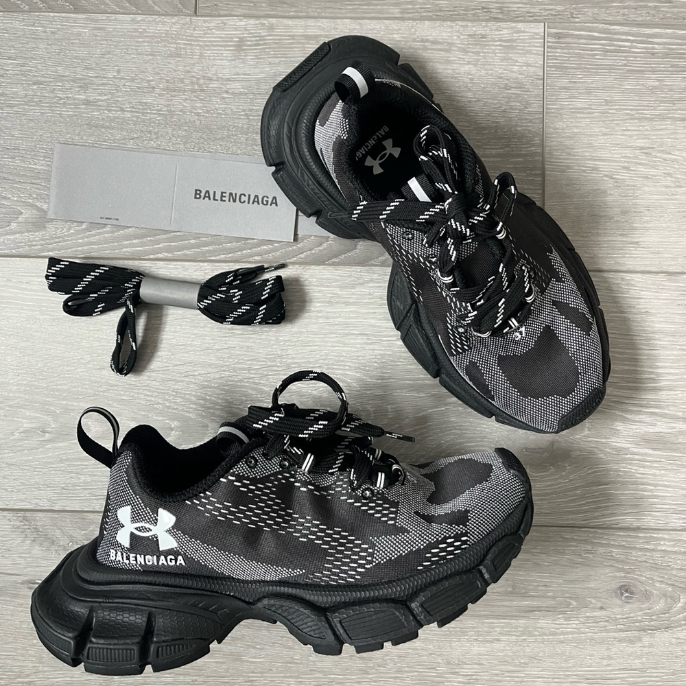 Balenciaga Under Armour® 3XL Knit Sneaker in black and white polyester